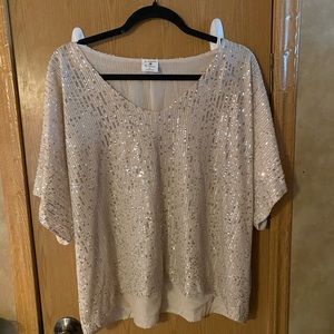 Tan Sequin Shirt Size S